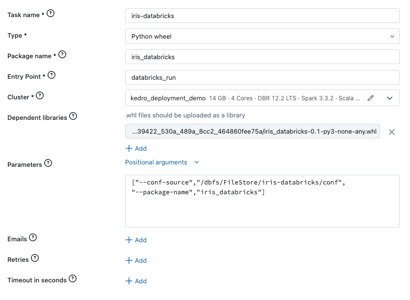 Configure Databricks job