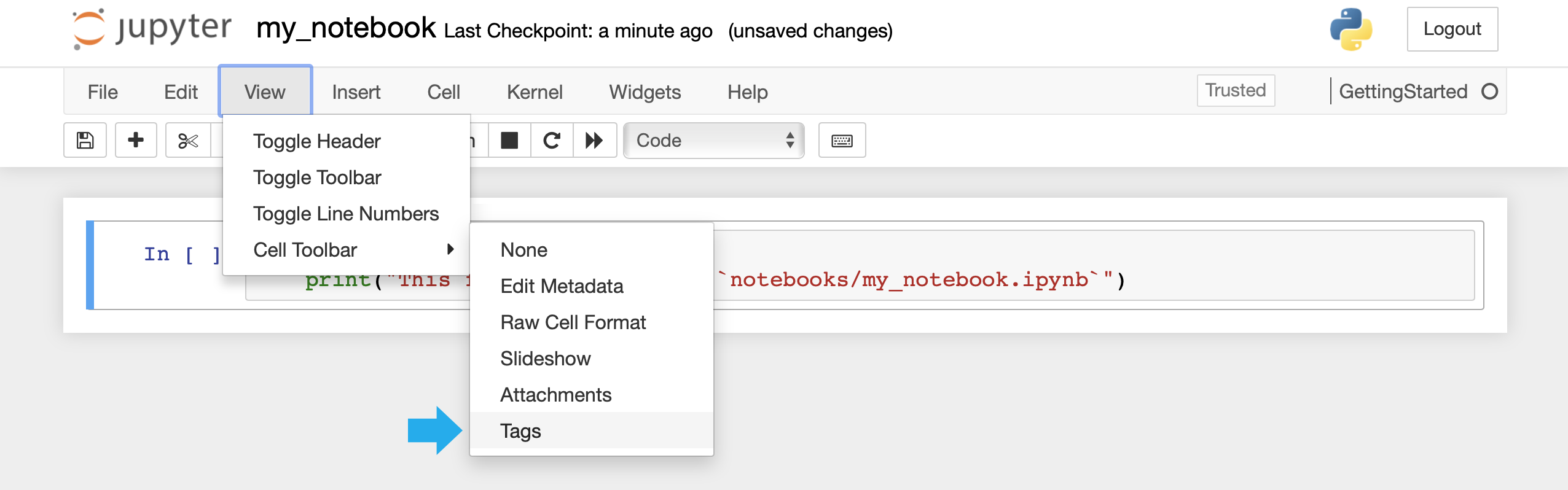 Enable the tags toolbar graphic